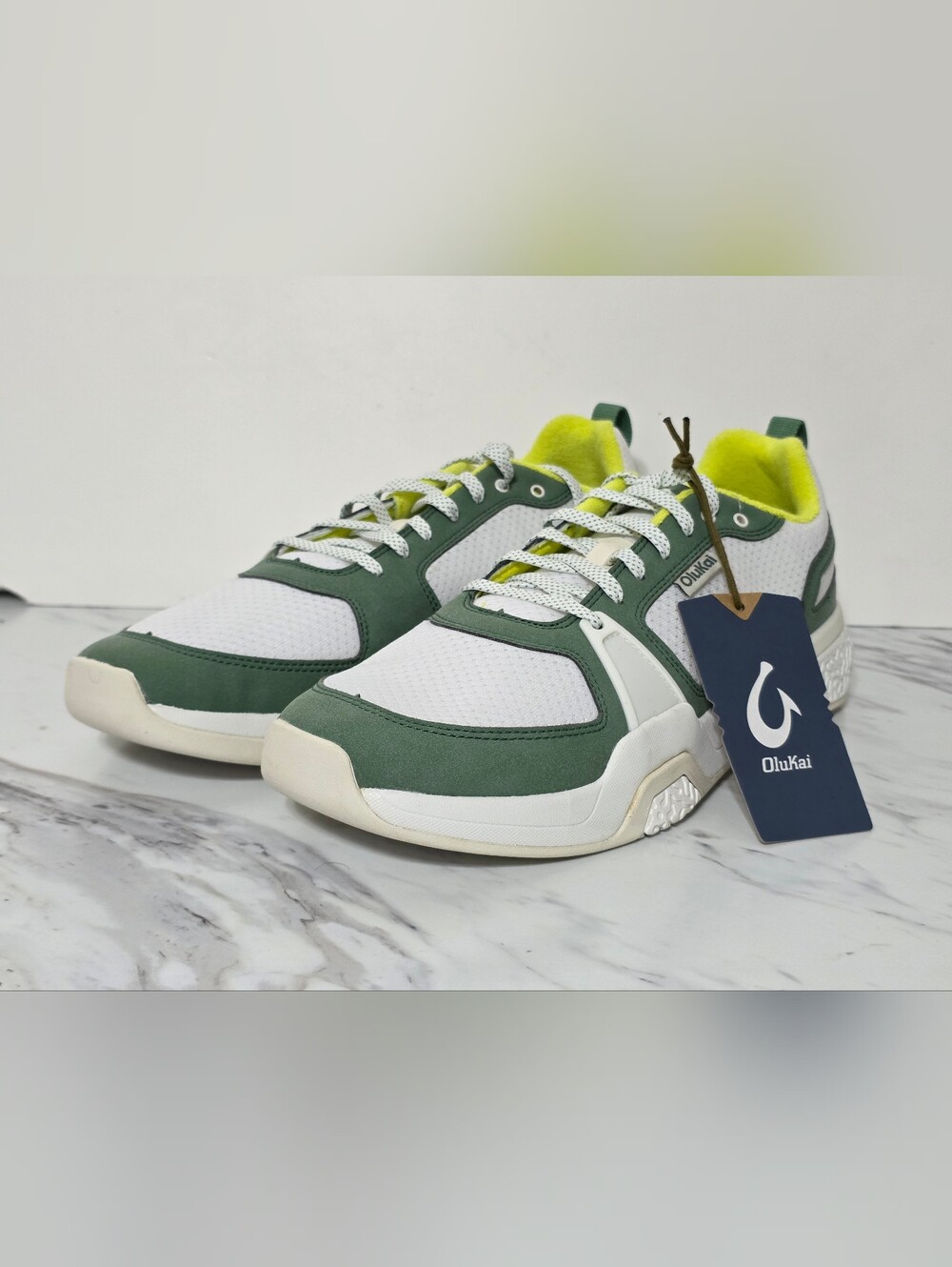 OluKai Men’s Green, White & Yellow Low-Top Sneakers